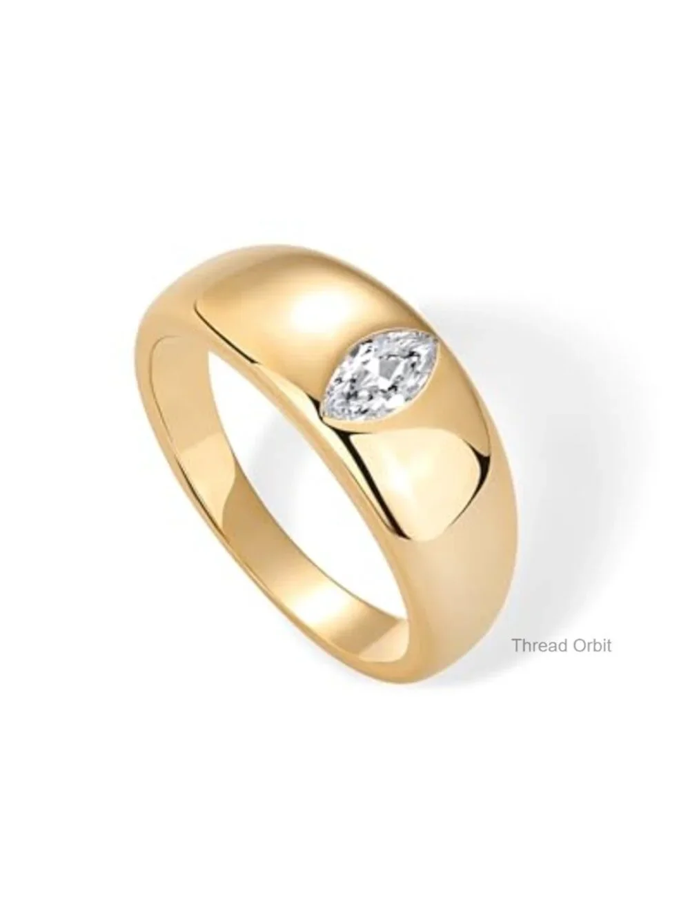 14K Gold Plated Cubic Zirconia Dome Statement Ring
